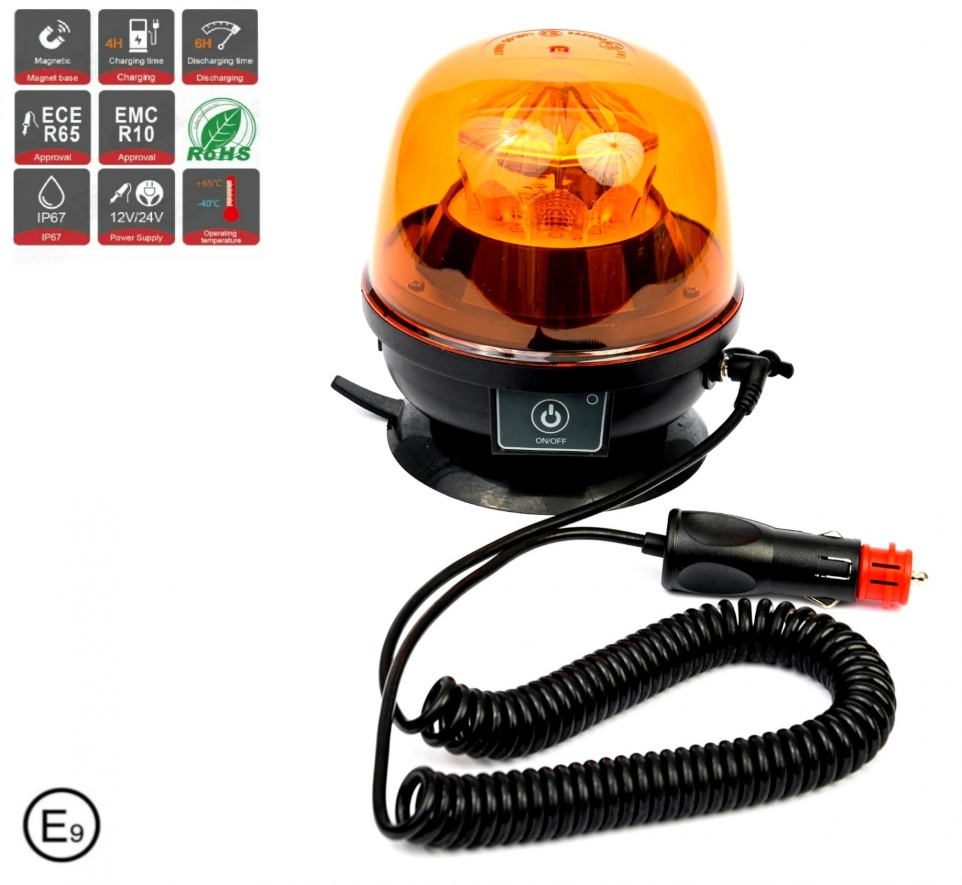 Gyrophare LED Barre 56 Diodes Orange | 15 Modes Flash, 12-24V, étanche IP65, Certificat E-Mark (76.2 Cm) - 9